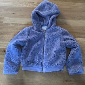 Janie and Jack soft Sherpa fleece hooded sweatshirt zip front size 5/6